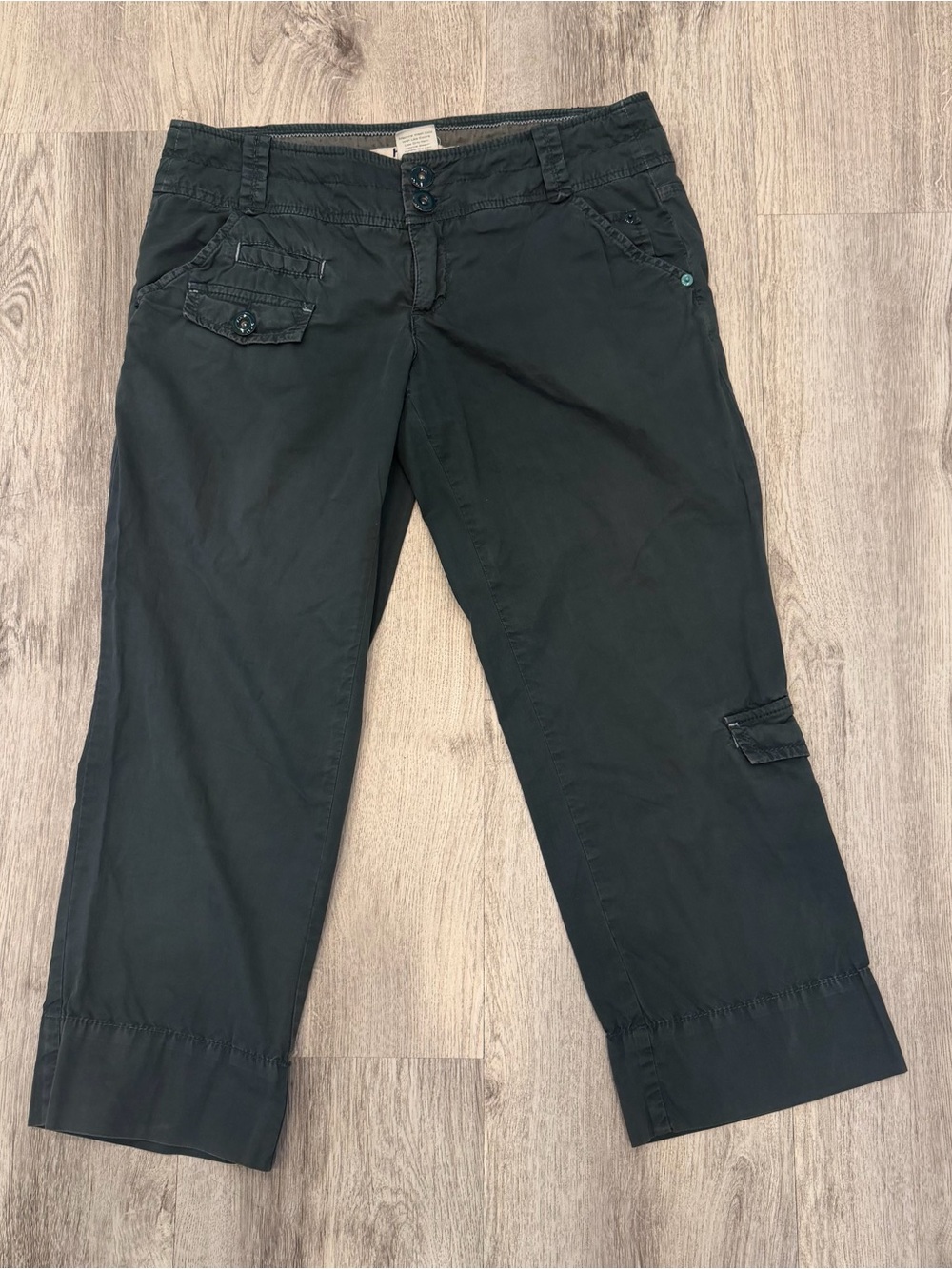 Hei Hei Anthropologie Olive Green Cropped Cargo Pants Size 6 100% Cotton